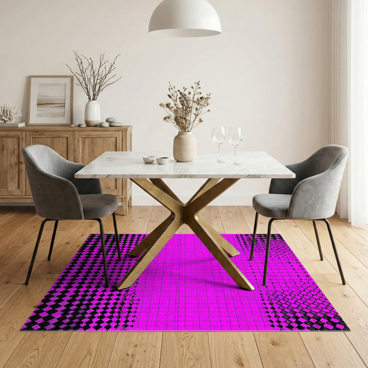 Bold Pink Geometric Washable Area Rug