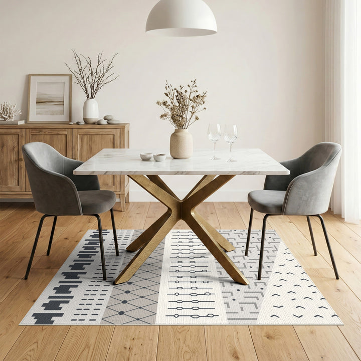 Grey Geometric Modern Area Rug
