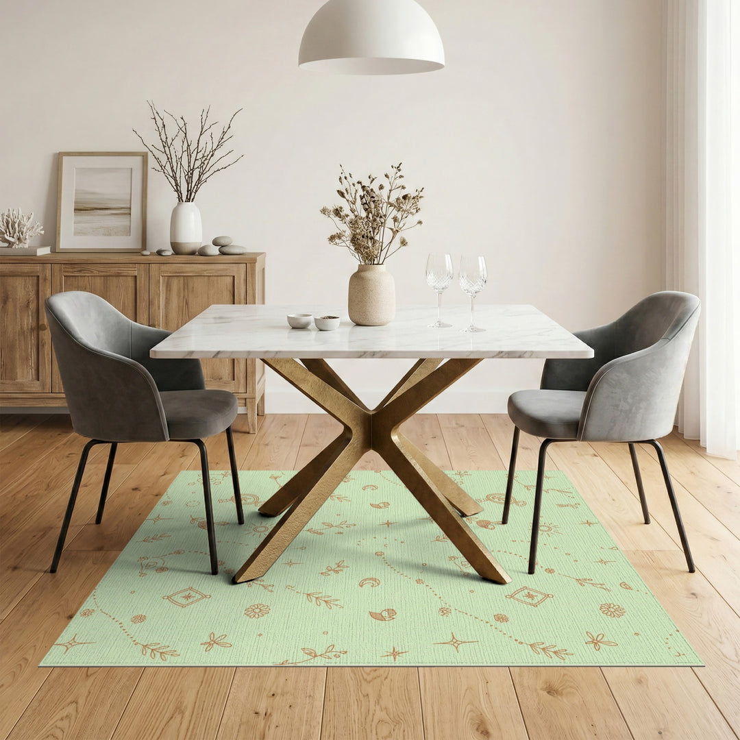 Green Celestial Boho Area Rug