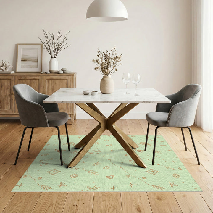 Green Celestial Boho Area Rug