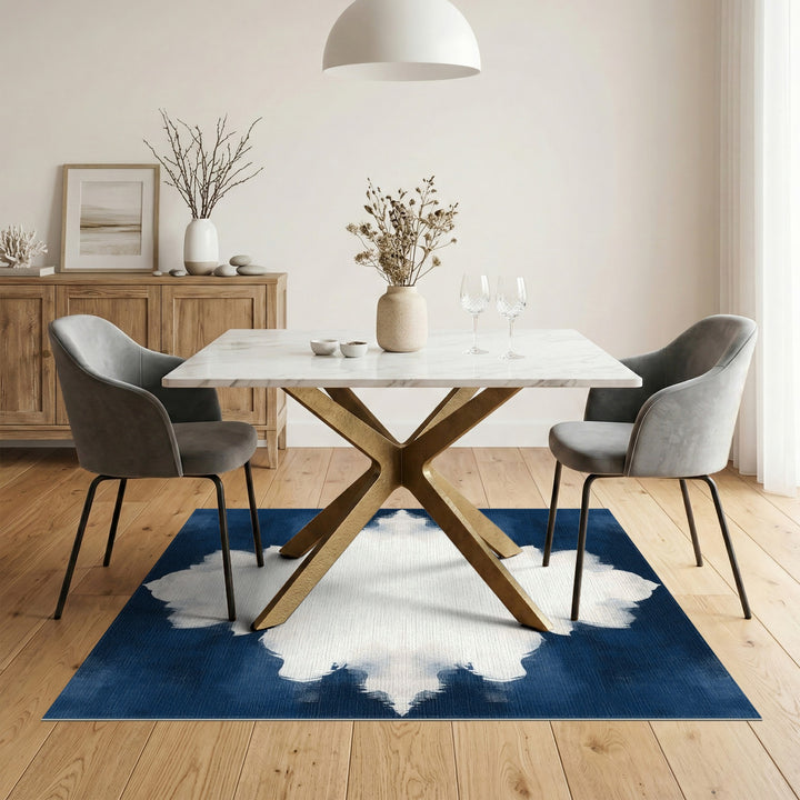 Navy Blue Abstract Medallion Rug