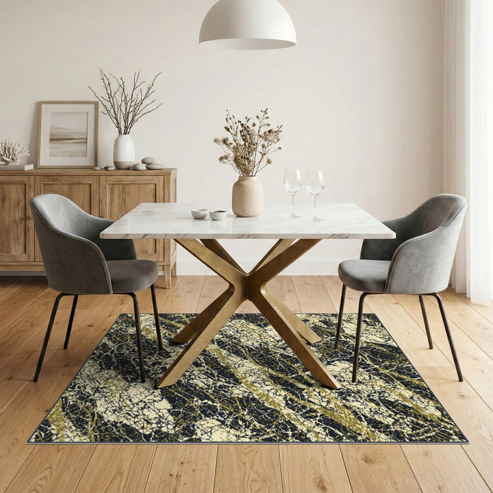 ODIKA Gold Marble Distressed Area Rug