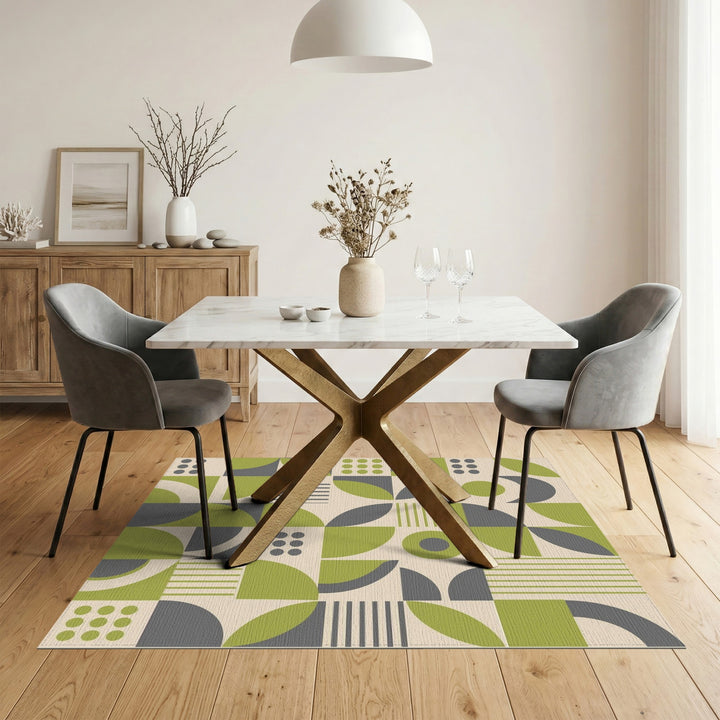 Green Geometric Modern Area Rug