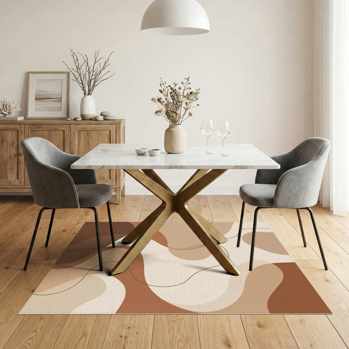 Abstract Area Brown and Tan Wavy Brown Abstract Area Rug
