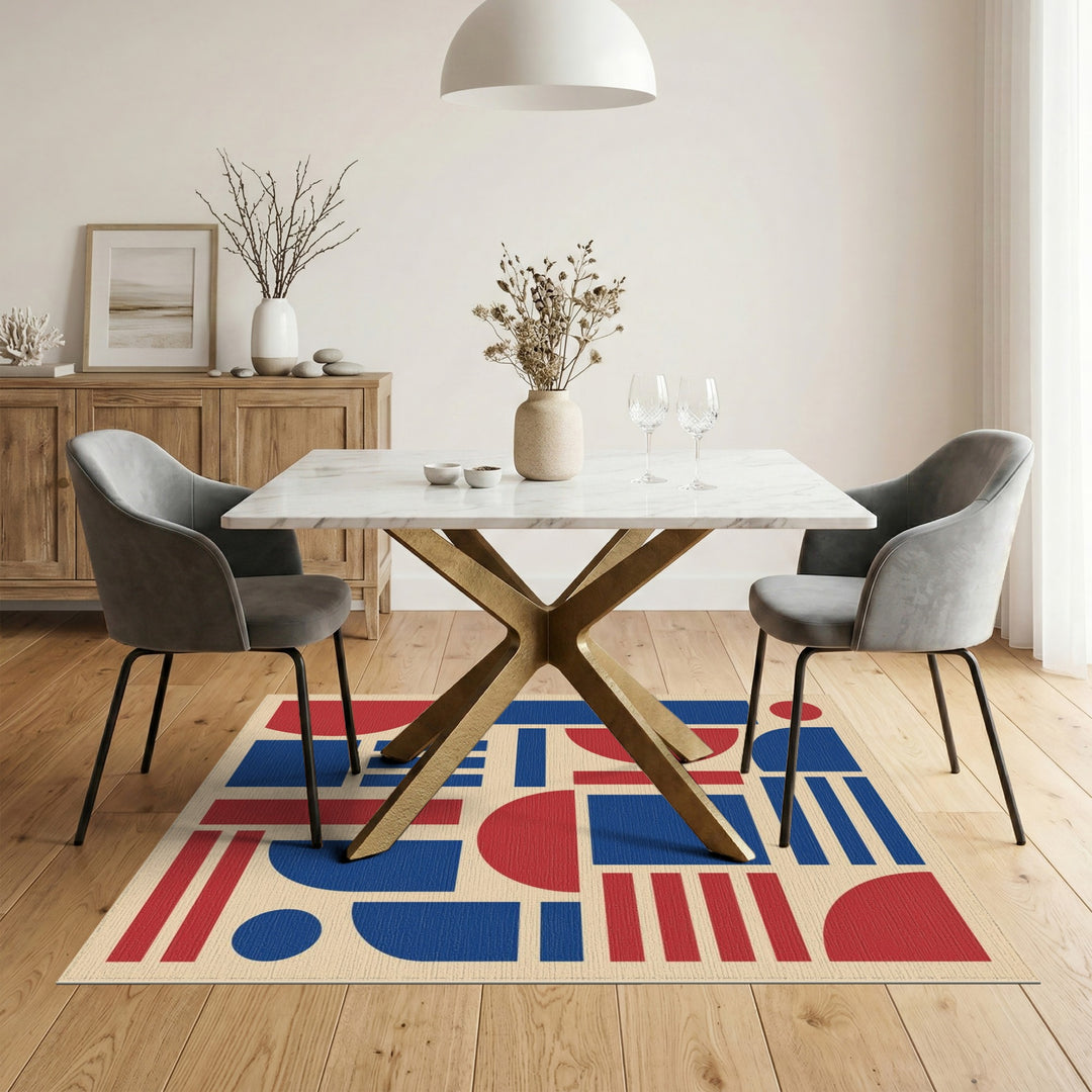 Multi-color and Patterns Bold Geometric Red Blue Area Rug