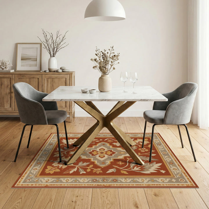 Red Floral Vintage Medallion Rug