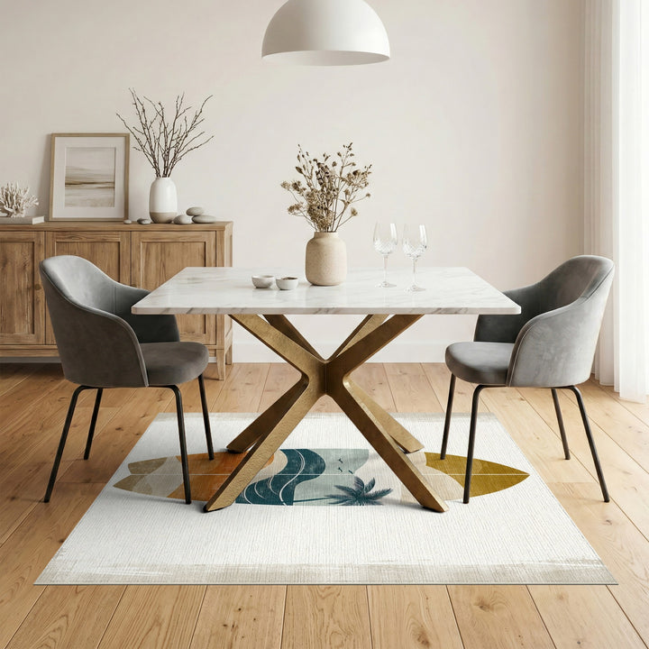 Coastal Surfboard Palm Tree Area Rug