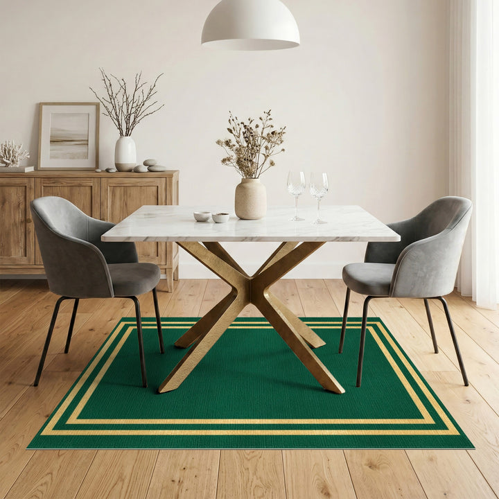 Green Gold Double Border Area Rug