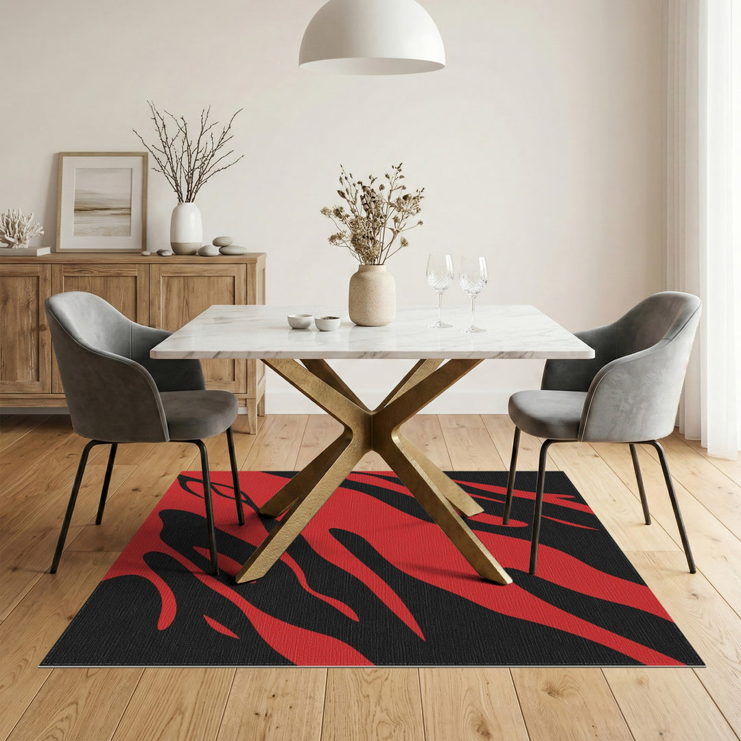 Bold Red Flame Washable Area Rug