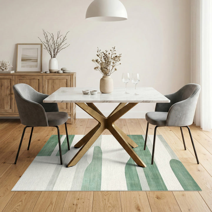 Green Abstract Wave Area Rug