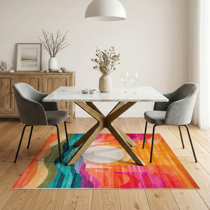 Vibrant Sunset Abstract Area Rug