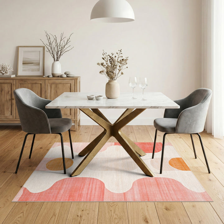 Pink Geometric Wave Geometric Modern Area Rug