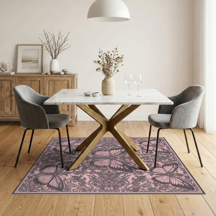 Pink Butterfly Vintage Area Rug