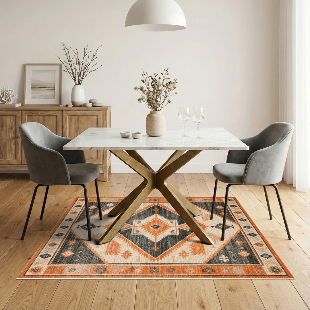 Southwestern Orange Geometric Area Rug