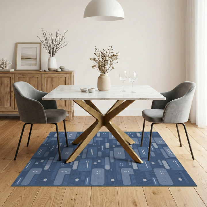 Blue Geometric Modern Area Rug