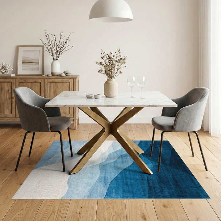 Blue Wave Abstract Area Rug