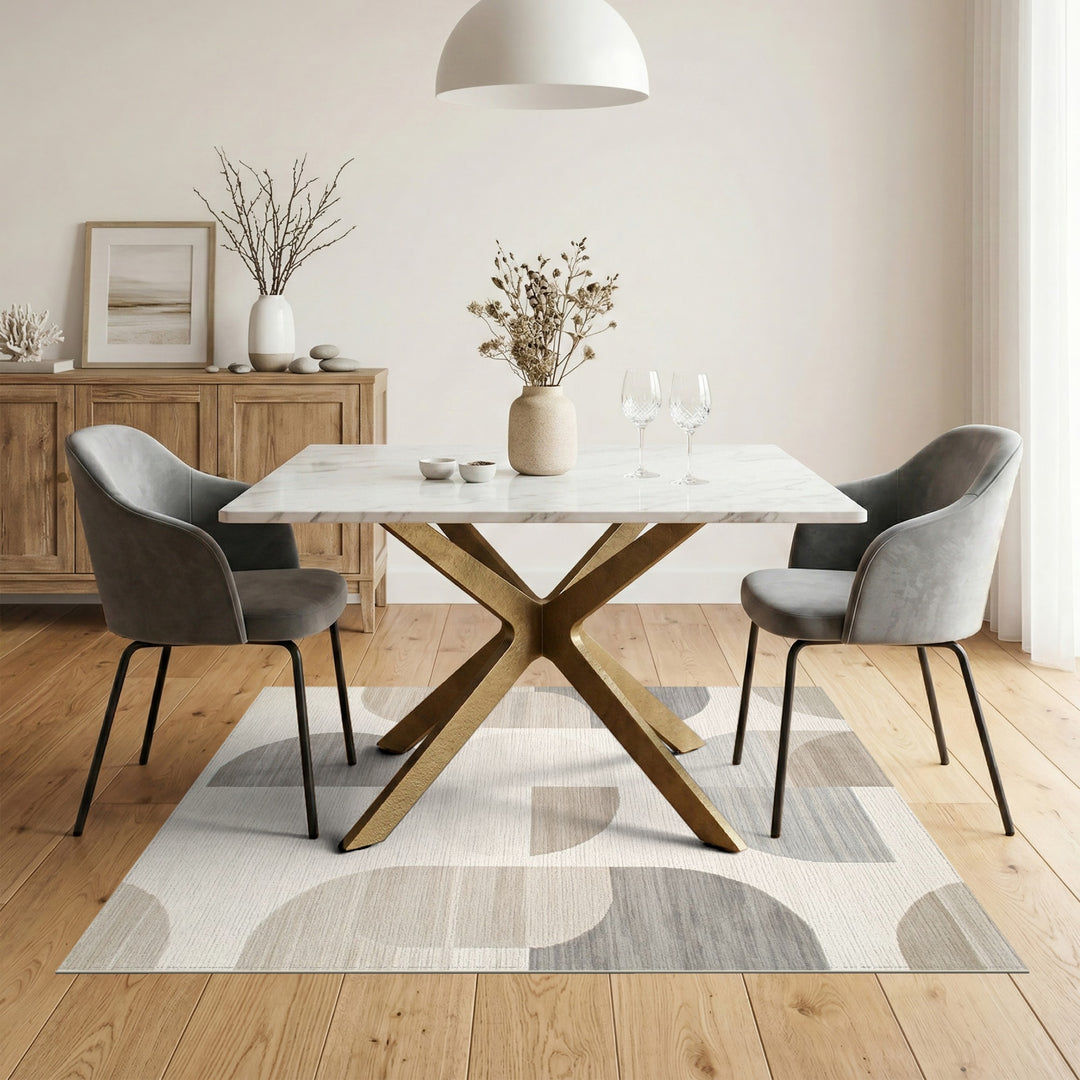Circle Beige Geometric Circle Area Rug