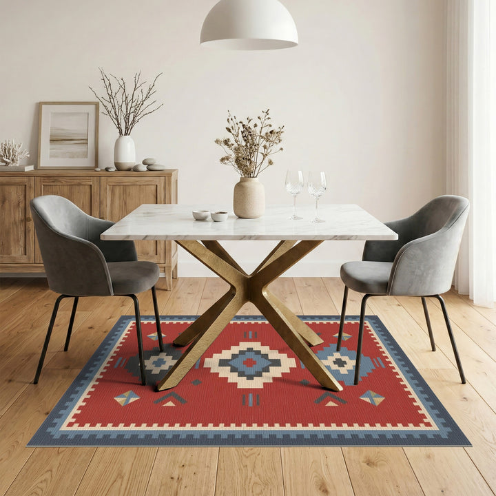 Red Southwestern Geometric Area Rug