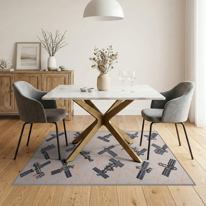Grey Satellite Constellation Area Rug