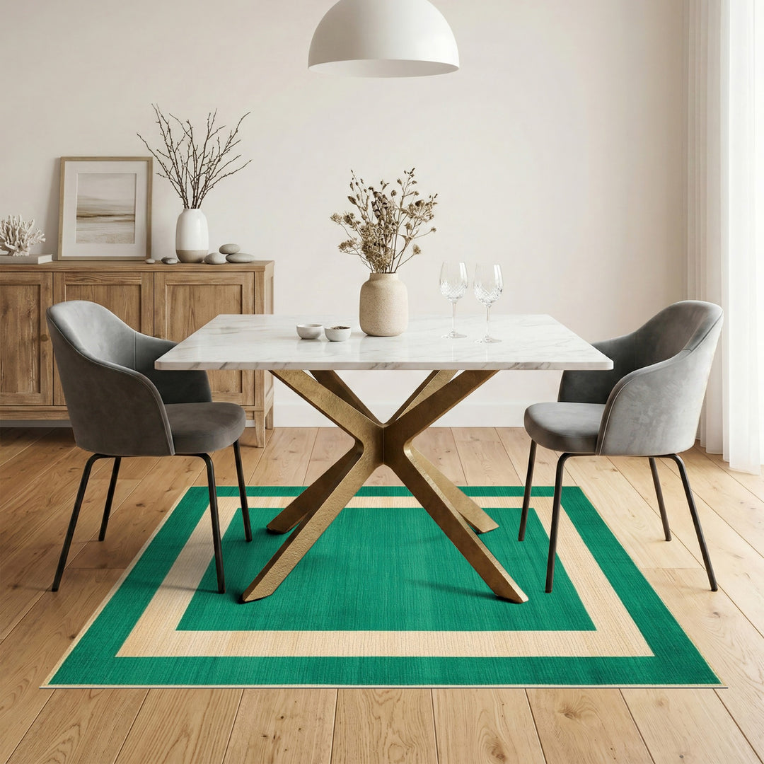 Green Geometric Modern Green Geometric Border Area Rug
