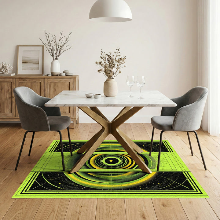 Green Geometric Orbit Area Rug