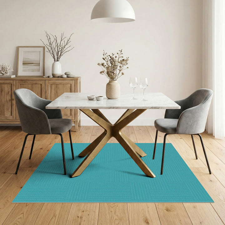 Geometric Modern Blue and Teal Geometric Block Area Rug