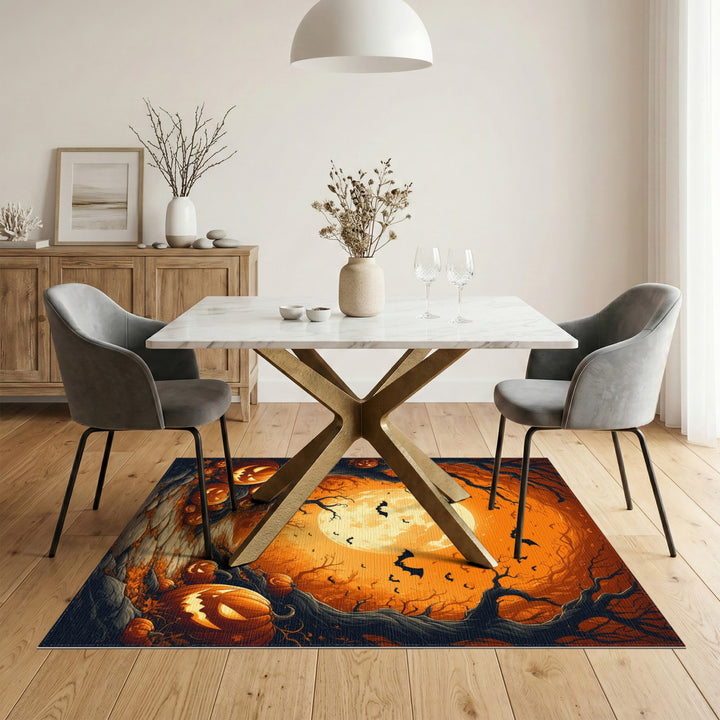 Spooky Pumpkin Path Orange Halloween Rug