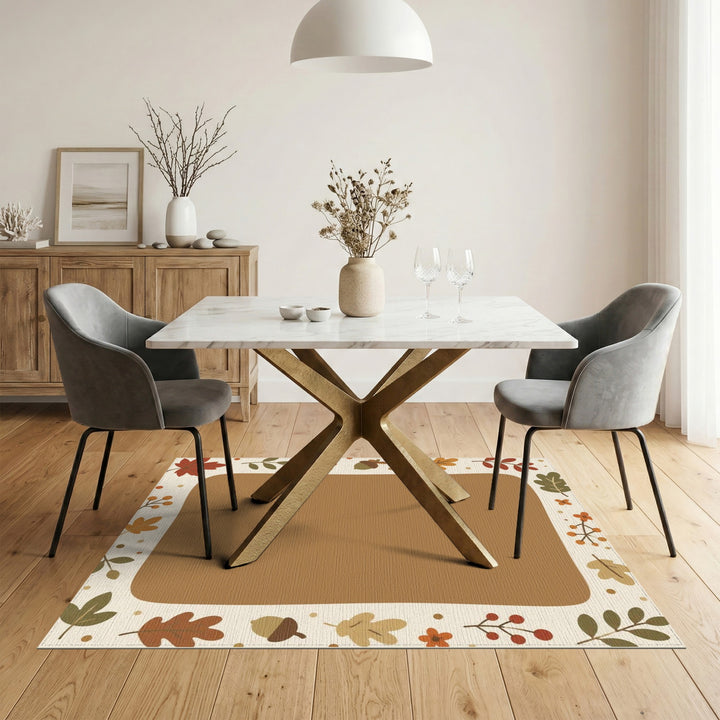 Autumn Leaf Border Brown Area Rug
