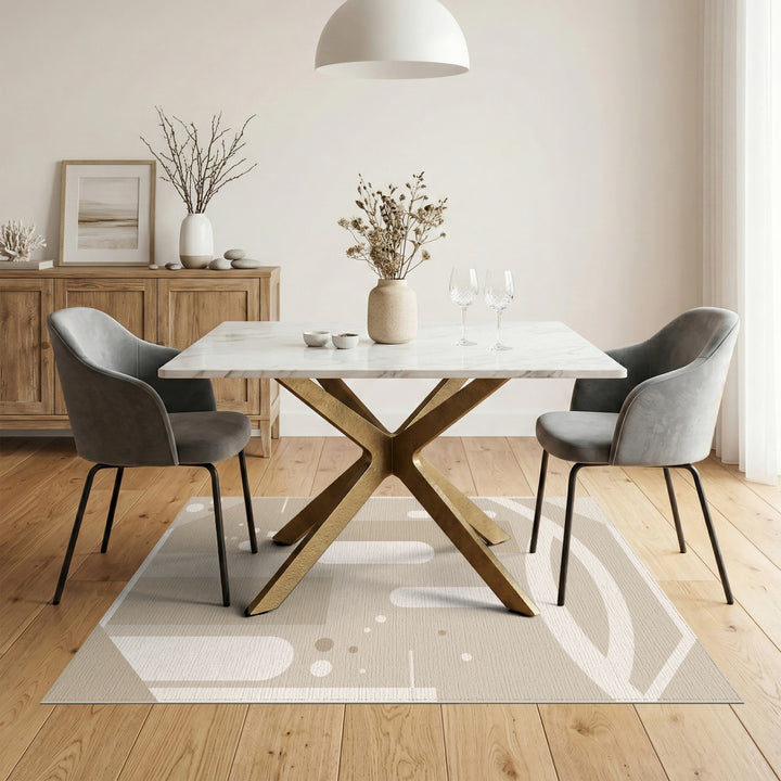 Beige Geometric Modern Area Rug