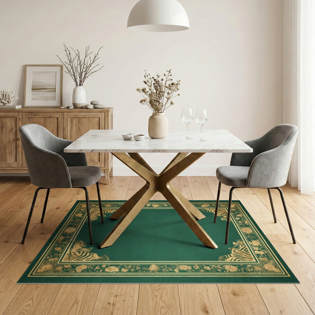 Green Tiger Floral Area Rug