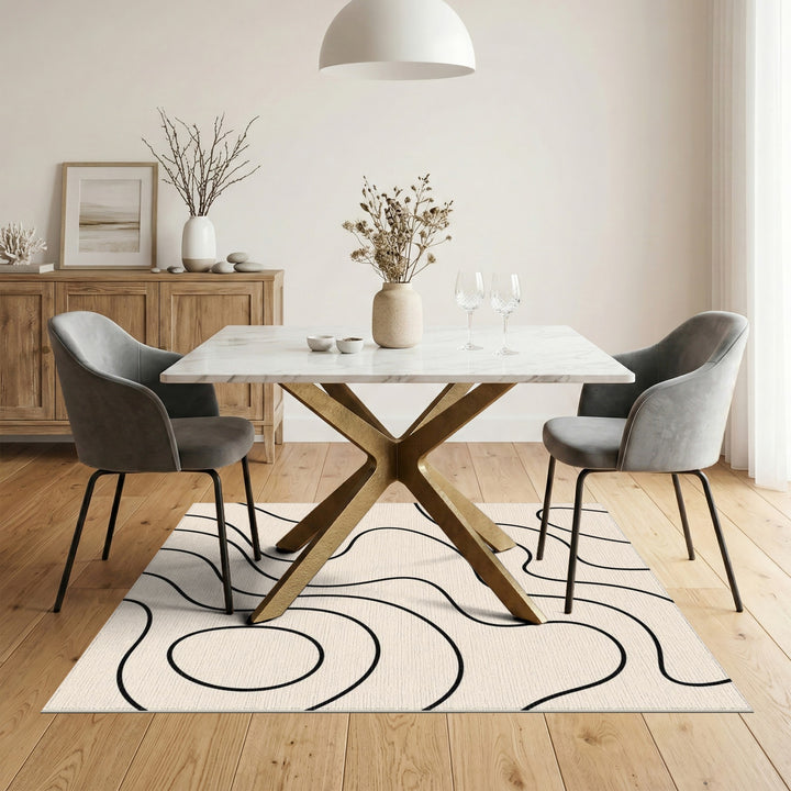 Beige Abstract Wave Area Rug