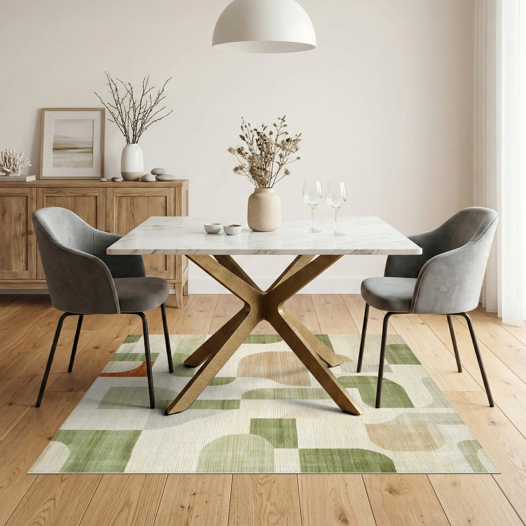 ODIKA Sage Green Abstract Area Rug