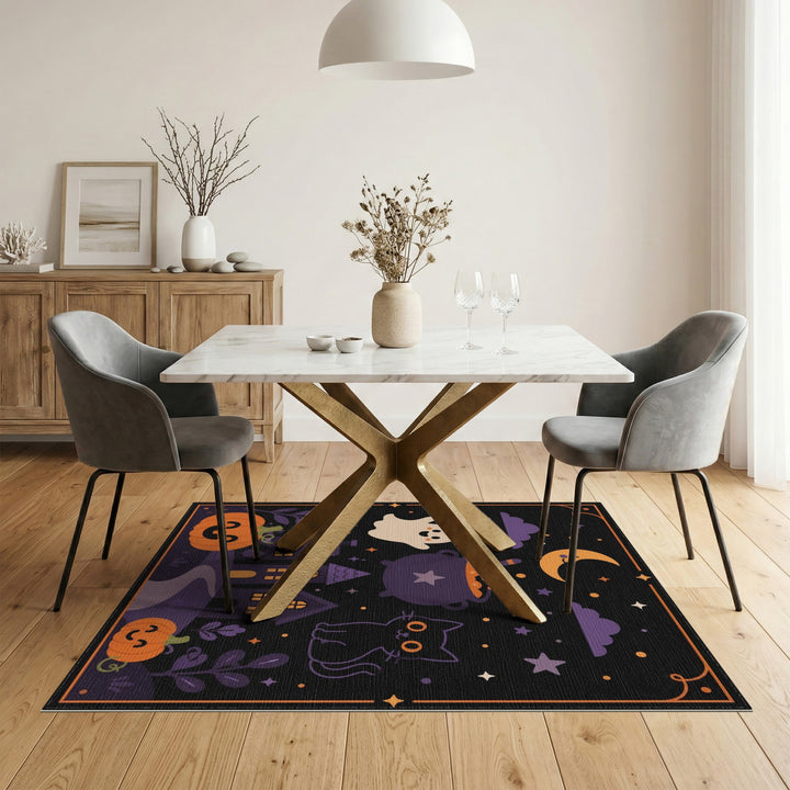 Cute Halloween Ghost Cat Cartoon Area Rug