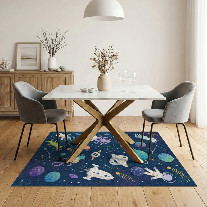Space Animals Kids Area Rug