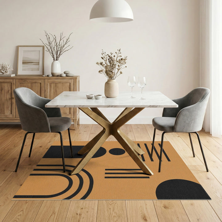 Geometric Arches Brown Tan Area Rug