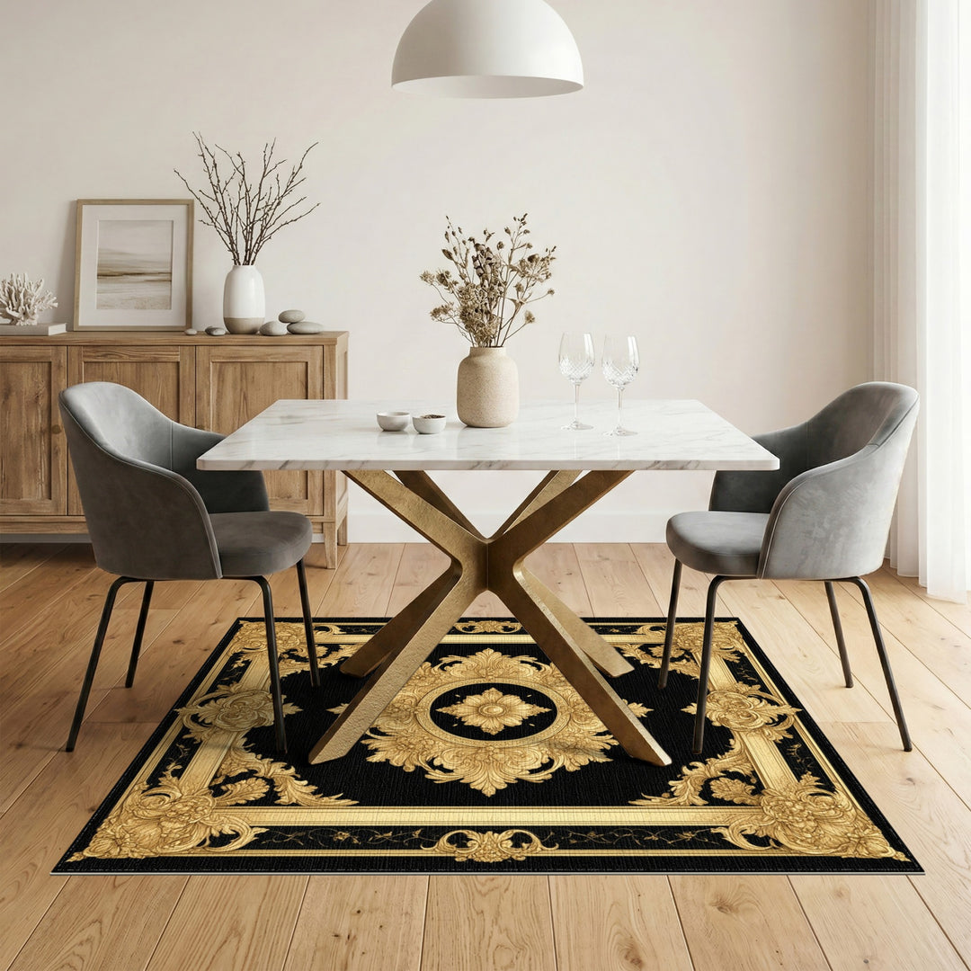 Medallion Ornate Gold Floral Medallion Area Rug