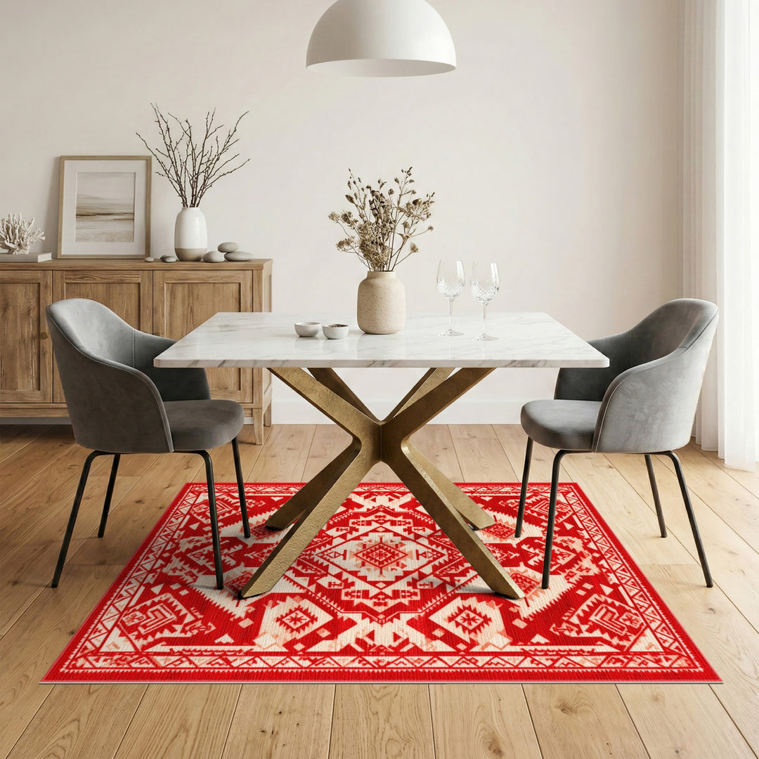 Red Heritage Tribal Area Rug