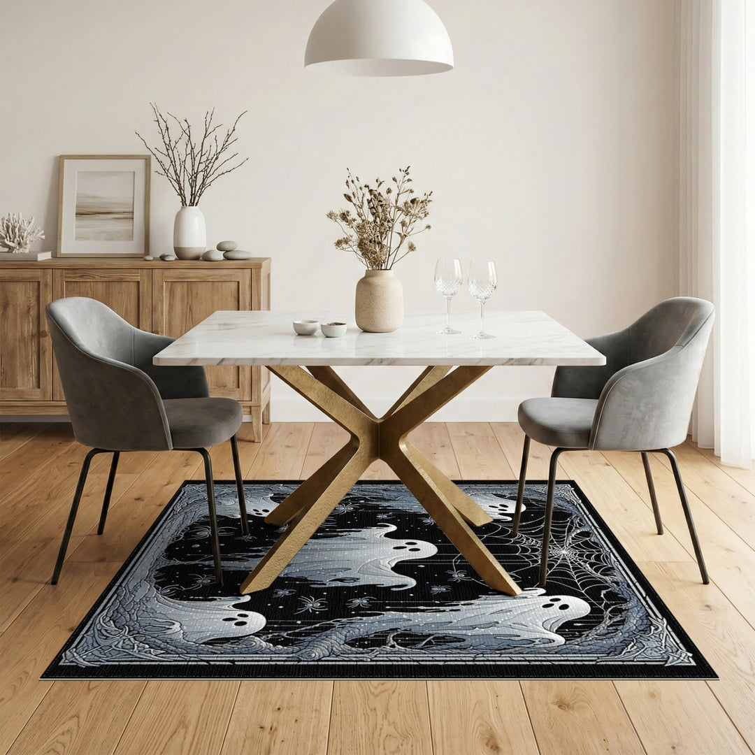 Ghostly Spirits Black White Area Rug