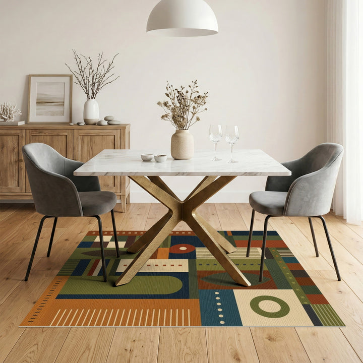 Geometric Modern Multi-color and Patterns Multi-Color Geometric Area Rug