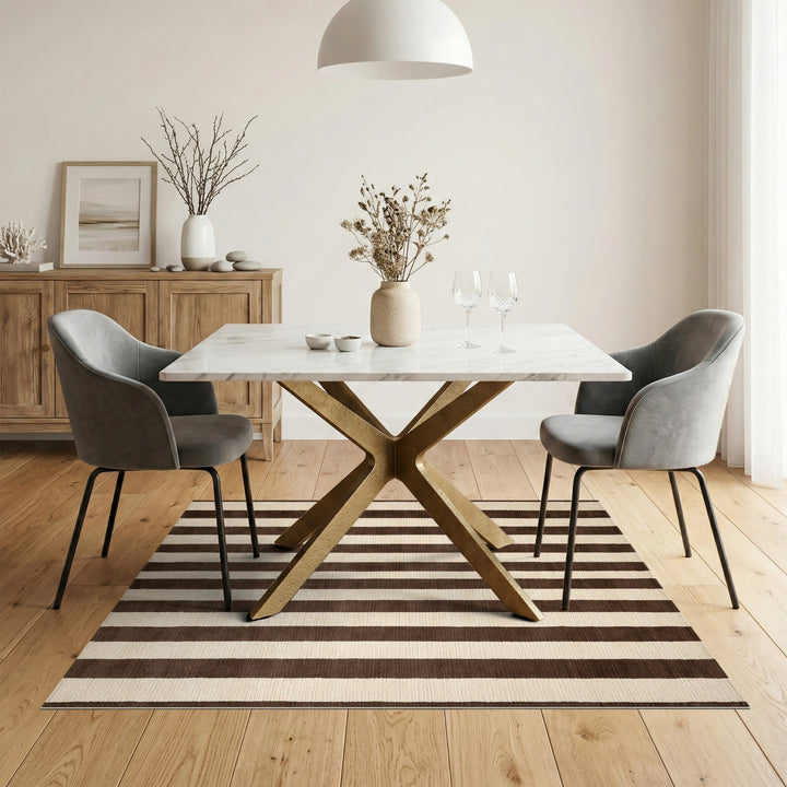 Brown and Beige Striped Area Rug