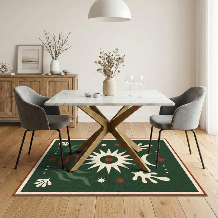 Green Celestial Sun Moon Area Rug