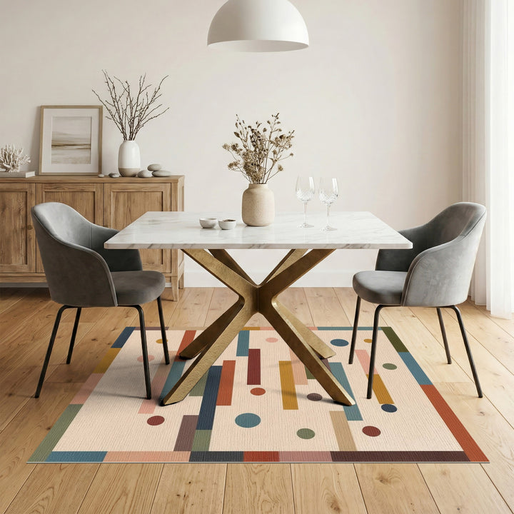 ODIKA Geometric Beige Multi-Color Area Rug