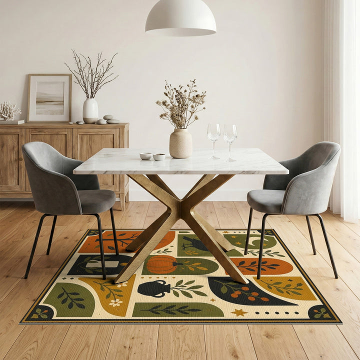 Harvest Moon Bird Pumpkin Area Rug