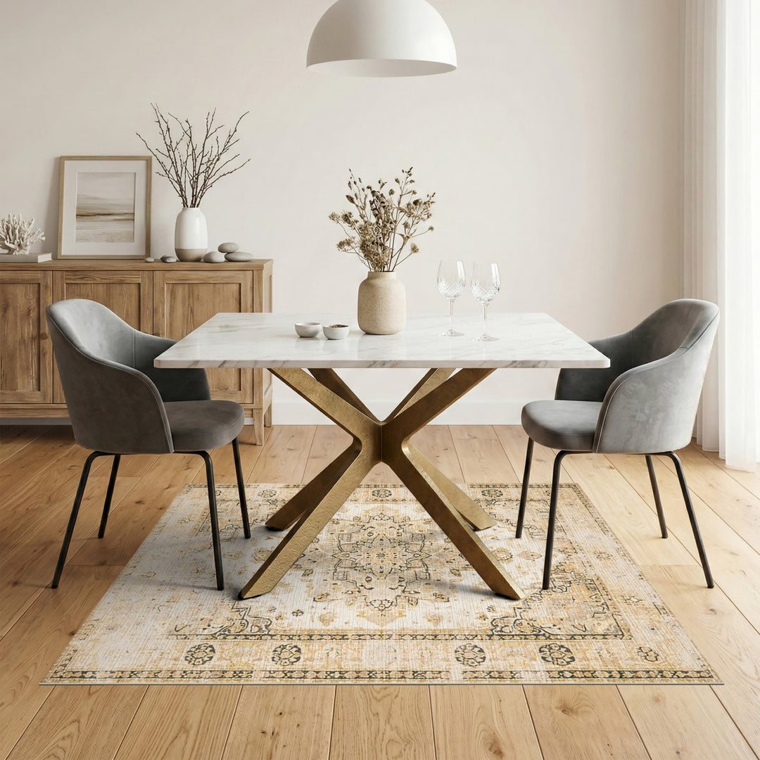 Beige Distressed Persian Area Rug