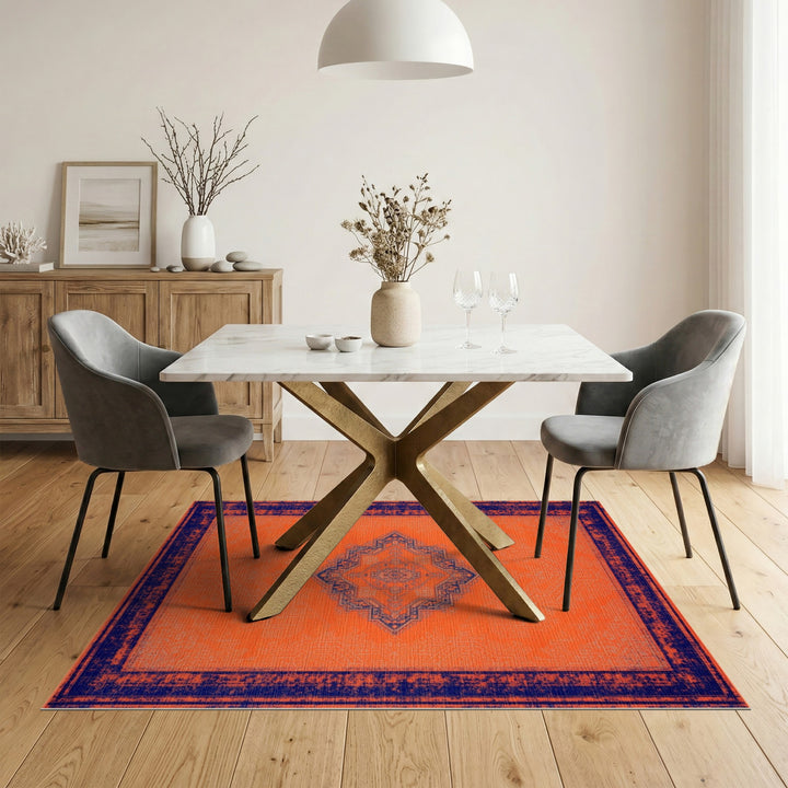 Orange Distressed Vintage Area Rug