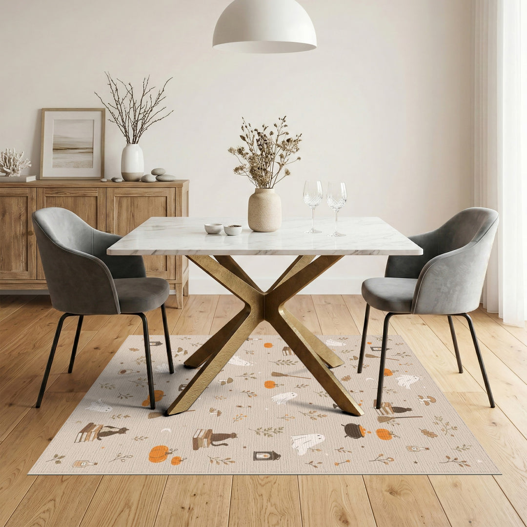 Cute Halloween Ghost Cat Beige Area Rug