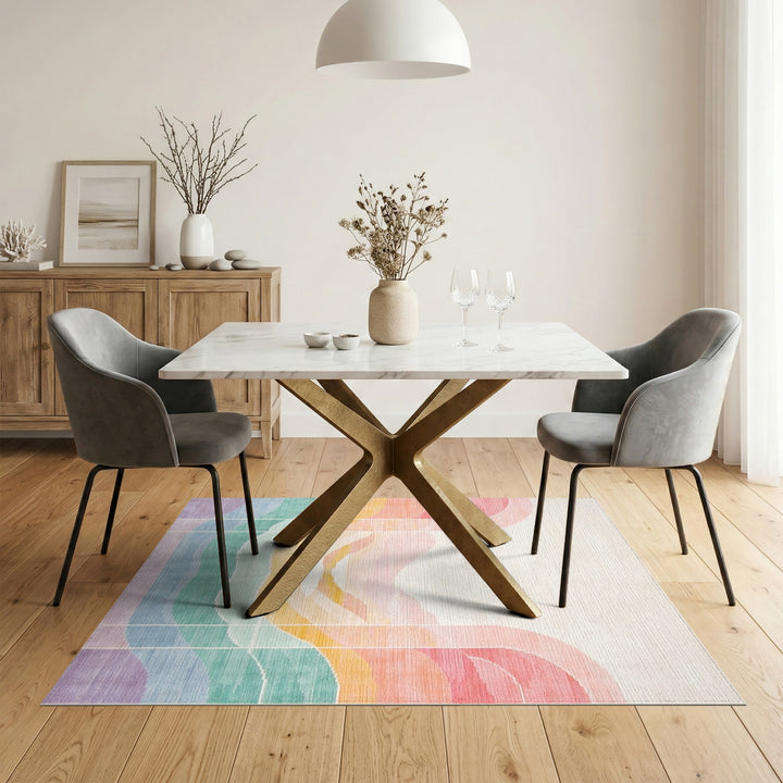 Multi-color and Patterns Vibrant Rainbow Wave Area Rug