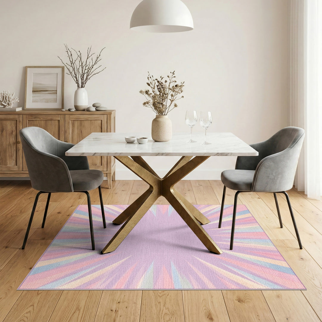 Pastel Starburst Washable Area Rug