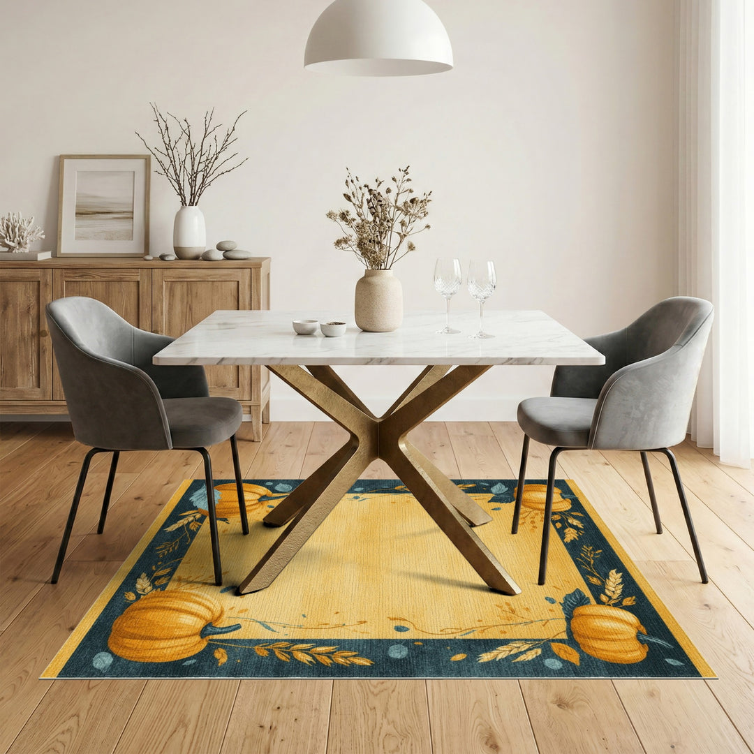 Pumpkin Harvest Yellow Area Rug
