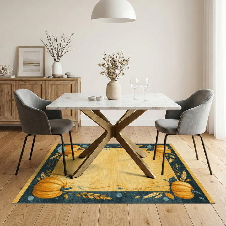 Pumpkin Harvest Yellow Area Rug